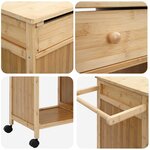vidaXL Chariot de Cuisine avec Roues Naturel 90 5 x 36 x 86 5 cm