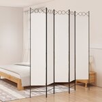 vidaXL Cloison de séparation 5 panneaux Blanc 200x220 cm Tissu
