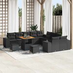vidaXL Ensemble de canapé de jardin 13 Pièces Noir 80 x 80 x 71 cm