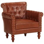 vidaXL Fauteuil Marron Cuir de chèvre véritable