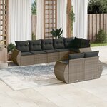 vidaXL Salon de jardin 8 Pièces avec coussins gris résine tressée