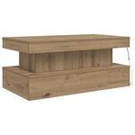 vidaXL Table basse avec lumières LED chêne artisanal 90x50x40 cm