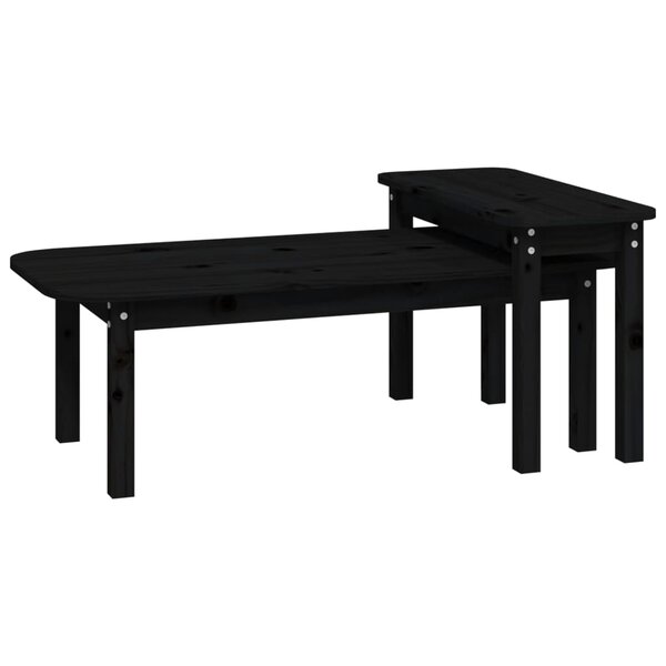 vidaXL Ensemble de tables basses 2 Pièces Noir Bois massif de pin