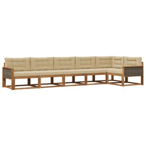 vidaXL Ensemble de canapés d'extérieur 6 pc Naturel et Beige