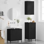 vidaXL Ensemble de mobilier de salle de bain avec tiroir 3 Pièces Noir