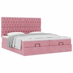 vidaXL Cadre de lit ottoman avec matelas rose 180x200 cm velours