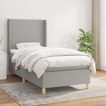 vidaXL Sommier à lattes de lit avec matelas Gris clair 90x200 cm Tissu