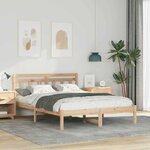 vidaXL Cadre de lit avec tête de lit Marron Bois de pin