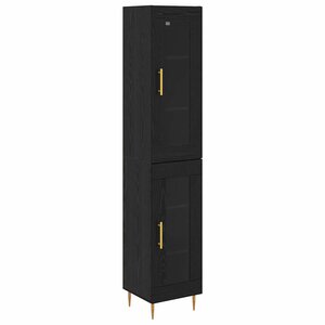 vidaXL Haut Armoire 2 Pièces Chêne noir Verre