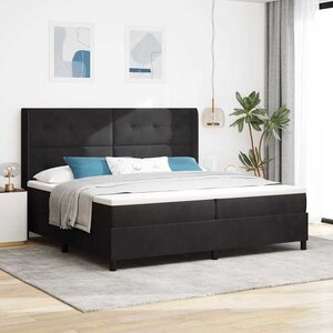 vidaXL Lit à ressorts avec matelas Noir 200 x 200 cm Velours