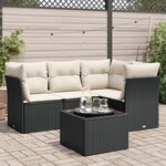 vidaXL Salon de jardin 5 Pièces avec coussins noir résine tressée