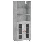vidaXL Buffet haut Gris béton 69 5x34x180 cm Bois d'ingénierie