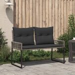 vidaXL Banc extérieur avec coussin 4 Pièces Gris et Gris foncé polyrotin