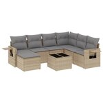 vidaXL Salon de jardin avec coussins 8 Pièces beige résine tressée
