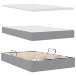 vidaXL Lit de rangement LED avec matelas Gris clair 120 x 200 cm Tissu