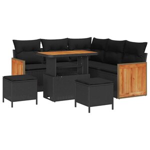 vidaXL Ensemble de canapé de jardin 8 Pièces Noir 90 x 55 x 71 cm