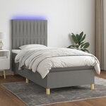 vidaXL Sommier à lattes de lit et matelas et LED Gris foncé 90x190 cm