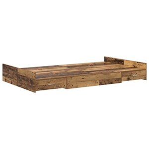 vidaXL Cadre de lit avec rangement Bois ancien 120 x 190 cm