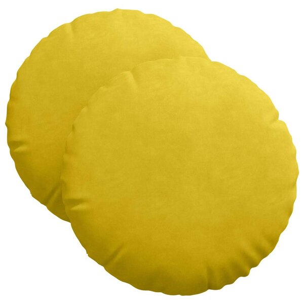 vidaXL Coussins de siège 2 Pièces Jaune Ø 40 x 13 cm Velours