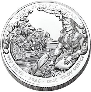 Pièce de monnaie en Argent 1 Dollar g 31.1 (1 oz) Millésime 2026 Native American Silver Dollars LEGEND OF FOG WOMAN