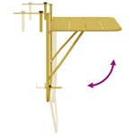 vidaXL Table de balcon suspendue pliable - Or  60x40 cm  Acier