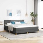 vidaXL Lit à ressorts avec matelas Gris foncé 180 x 200 cm tissu