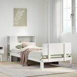 vidaXL Lit bibliothèque sans matelas blanc 90x190cm bois de pin massif