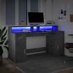 vidaXL Bureau et lumières LED gris béton 160x55x91cm bois d'ingénierie