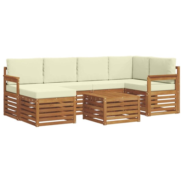 vidaXL Ensemble de canapé d'angle avec coussin 7 Pièces Naturel et Crème