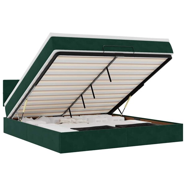 VidaXL Cadre de lit ottoman avec matelas vert foncé 160x200 cm velours