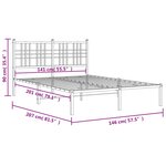 vidaXL Cadre de lit métal sans matelas et tête de lit blanc 140x200 cm