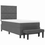 vidaXL Lit à Sommier Tapissier avec Matelas & Banc Gris Foncé 90x200 cm en Tissu