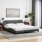 vidaXL Cadre de lit Dover gris foncé 152x203 cm tissu