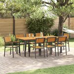 vidaXL Ensemble de salle à manger de jardin 9 pièces en bois d'acacia massif et métal