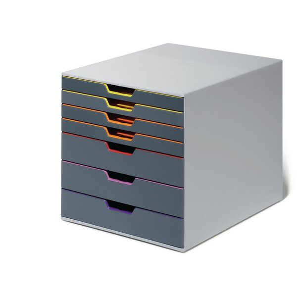 Module de classement Varicolor 7 tiroirs - Gris / liserés multicolores