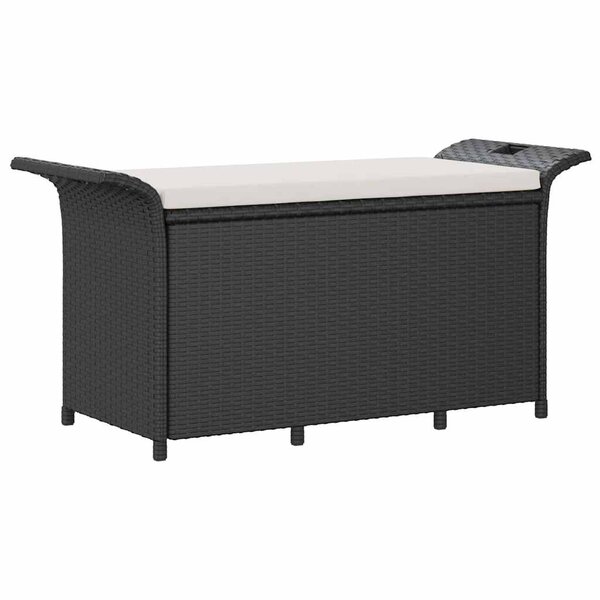 vidaXL Banc de jardin avec coussin noir 116x46x57 cm résine tressée