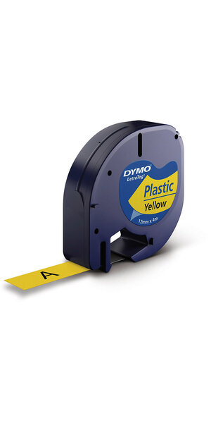 DYMO LetraTag rubans Plastique 12mm x 4m Noir/Jaune (compatible avec DYMO LetraTag LT100H)