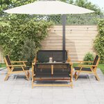 vidaXL Chaises de jardin avec table - Ensemble de 5 pièces en bois d'acacia massif noir