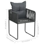 vidaXL Ensemble à manger de jardin 7 Pièces PVC résine tressée noir