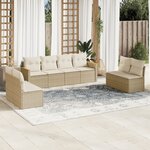 vidaXL Salon de jardin avec coussins 8 Pièces beige résine tressée