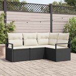 vidaXL Ensemble de canapé de jardin 4 Pièces Noir Poly rotin