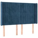 vidaXL Tête de lit à LED Bleu foncé 147x16x118/128 cm Velours