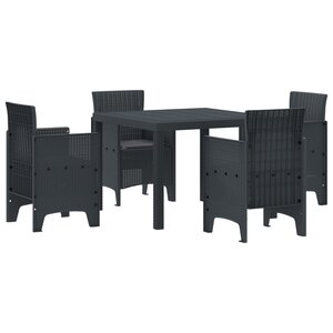 vidaXL Ensemble de jardin 5 pièces avec coussins Anthracite en Rotin Polypropylène