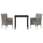 vidaXL Ensemble de salle à manger pour jardin 3 Pièces Gris Poly rotin