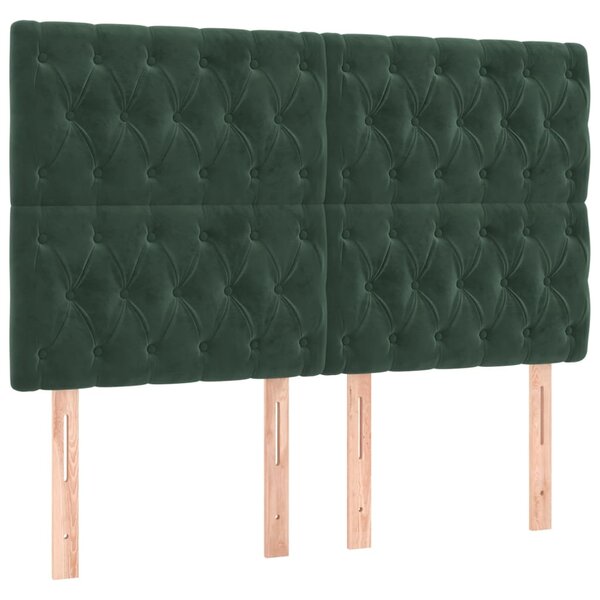 vidaXL Tête de lit Vert foncé 144 x 7 x 118/128 cm Velours
