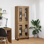 vidaXL Haut Armoire 2 Pièces Chêne artisanal Bois Aggloméré et Verre