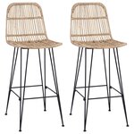 vidaXL Tabouret de bar 2 Pièces Naturel 44 x 55 x 109 cm Rattan et Acier