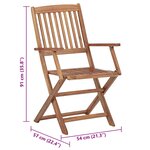 vidaXL Chaises pliables de jardin lot de 6 avec coussins Bois d'acacia