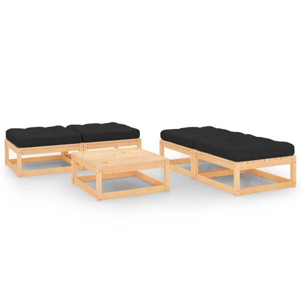 vidaXL Salon de jardin 5 Pièces avec coussins Bois de pin massif