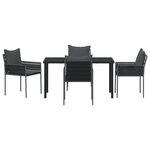 vidaXL Ensemble de salle à manger de jardin 5 pièces avec coussins noirs en poly rattan